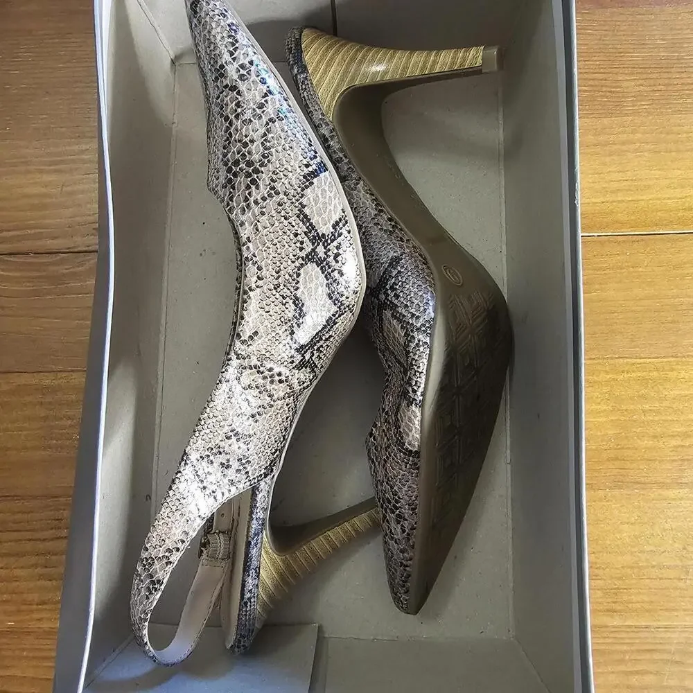Fashion Nova Women's Snake Print Slingback Heels Size 9